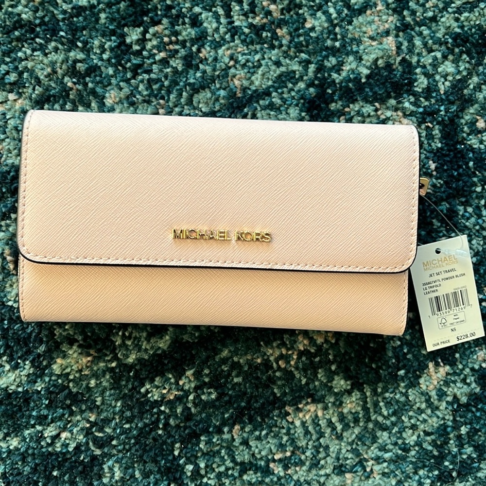 Michael Kors Blush Pink Jet Set Wallet With Gold Hardware